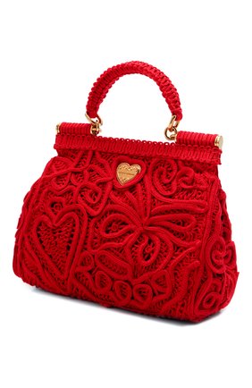Женская сумка sicily small DOLCE & GABBANA красного цвета по цене 169500 руб., арт. BB6003/AW717 | Фото 3 Женская сумка sicily small DOLCE & GABBANA красного цвета, арт. BB6003/AW717 | Фото 3 (Женское Кросс-КТ: Вечерняя сумка; Сумки-технические: Сумки top-handle; Ремень/цепочка: На ремешке; Материал: Текстиль; Размер: small)