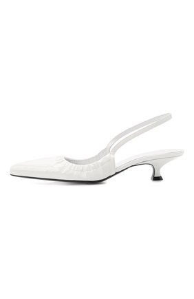 Женские кожаные туфли athens KHAITE белого цвета, арт. F3015-741/ATHENS | Фото 4 (Материал внешний: Кожа; Каблук высота: Низкий; Материал внутренний: Натуральная кожа; Подошва: Плоская; Каблук тип: Kitten heel)