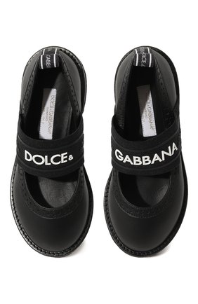 Детские кожаные туфли DOLCE & GABBANA черного цвета, арт. D10960/AW087/24-28 | Фото 4 (Материал внешний: Кожа; Материал внутренний: Натуральная кожа; Длина стельки: 15,4, 14,7, 16,1, 16,7, 17,4; Региональные ограничения белый список (Axapta Mercury): RU; Девочки-школьная форма: Классическая обувь)