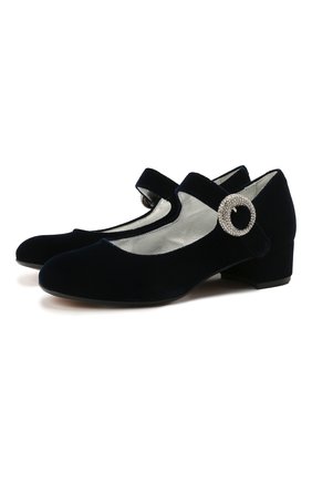 Детские туфли MISSOURI синего цвета, арт. 78067 C/31-34 | Фото 1 (Материал внутренний: Натуральная кожа; Материал внешний: Текстиль; Обувь девочки: Обувь девочки)