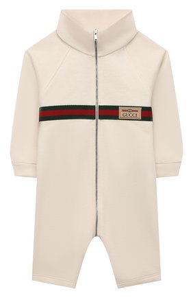 Детский хлопковый комбинезон GUCCI белого цвета по цене 24450 руб., арт. 653679/XJDKA | Фото 1 Детский хлопковый комбинезон GUCCI белого цвета, арт. 653679/XJDKA | Фото 1