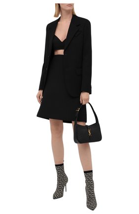 Женские текстильные ботильоны BALMAIN черно-белого цвета по цене 73950 руб., арт. WN1TA680/TMGK | Фото 2 Женские текстильные ботильоны BALMAIN черно-белого цвета, арт. WN1TA680/TMGK | Фото 2