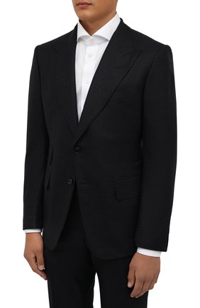 Мужской шерстяной костюм TOM FORD темно-синего цвета по цене 348500 руб., арт. 222R87/21AL43 | Фото 2 Мужской шерстяной костюм TOM FORD темно-синего цвета, арт. 222R87/21AL43 | Фото 2 (Материал подклада: Шелк, Купро; Материал внешний: Шерсть; Костюмы М: Однобортный; Стили: Классический; Рукава: Длинные)
