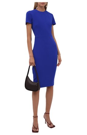 Женское платье VICTORIA BECKHAM синего цвета по цене 110500 руб., арт. 1521WDR003125A | Фото 2 Женское платье VICTORIA BECKHAM синего цвета, арт. 1521WDR003125A | Фото 2 (Длина Ж (юбки, платья, шорты): До колена; Материал внешний: Синтетический материал; Рукава: Короткие; Материал подклада: Синтетический материал; Женское Кросс-КТ: Платье-одежда, платье-футляр; Стили: Кэжуэл; Случай: Формальный)