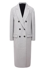 Женское шерстяное пальто BRUNELLO CUCINELLI светло-серого цвета, арт. ME4179732 | Фото 1 (Материал внешний: Шерсть; Рукава: Длинные; Материал подклада: Синтетический материал; Длина (верхняя одежда): Длинные; 1-2-бортные: Двубортные; Стили: Кэжуэл)