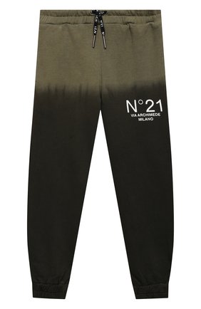 Детские хлопковые джоггеры N21 хаки цвета по цене 12200 руб., арт. N21187/N0171/N21P90M | Фото 1 Детские хлопковые джоггеры N21 хаки цвета, арт. N21187/N0171/N21P90M | Фото 1