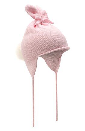 Детского шерстяная шапка с меховой отделкой CATYA розового цвета, арт. 125568/1F | Фото 1 (Материал: Шерсть, Текстиль)