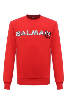 Мужской хлопковый свитшот BALMAIN красного цвета по цене 67450 руб., арт. WH1JQ040/B139 | Фото 1 Мужской хлопковый свитшот BALMAIN красного цвета, арт. WH1JQ040/B139 | Фото 1 (Материал внешний: Хлопок; Мужское Кросс-КТ: свитшот-одежда; Принт: С принтом; Стили: Кэжуэл; Рукава: Длинные; Длина (для топов): Стандартные)