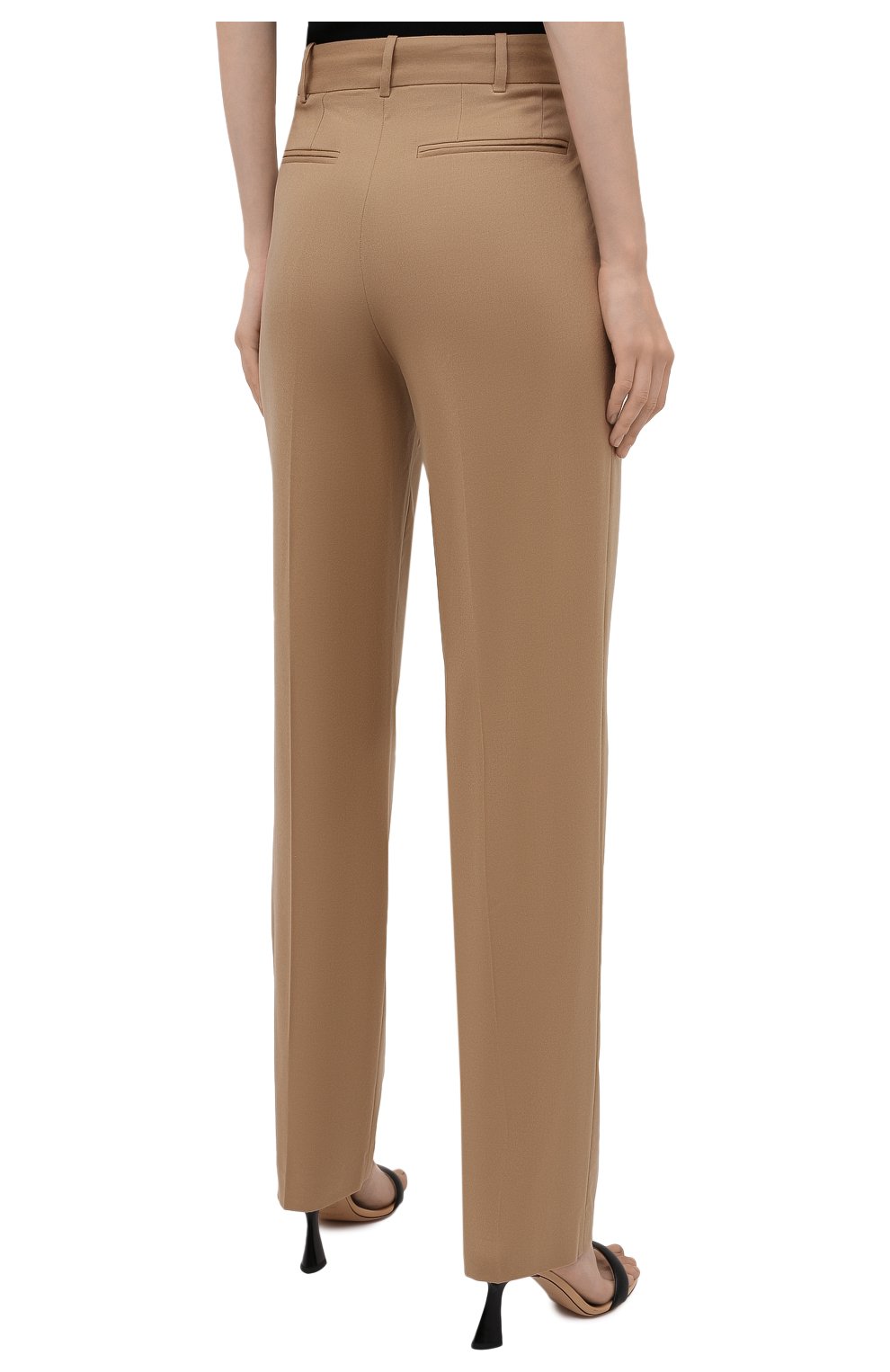 Женские шерстяные брюки STELLA MCCARTNEY светло-бежевого цвета, арт. 603697/SNB53 | Фото 4 (Материал внешний: Шерсть; Длина (брюки, джинсы): Стандартные; Женское Кросс-КТ: Брюки-одежда; Силуэт Ж (брюки и джинсы): Прямые; Стили: Классический; Случай: Формальный)