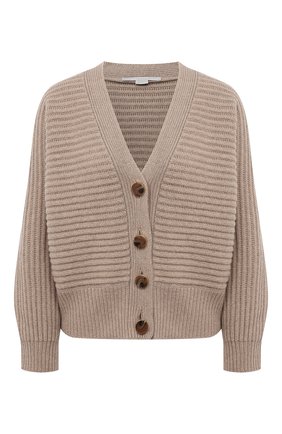 Женский кардиган из кашемира и шерсти STELLA MCCARTNEY бежевого цвета по цене 66500 руб., арт. 603617/S2255 | Фото 1 Женский кардиган из кашемира и шерсти STELLA MCCARTNEY бежевого цвета, арт. 603617/S2255 | Фото 1 (Материал внешний: Кашемир, Шерсть; Длина (для топов): Стандартные; Рукава: Длинные; Женское Кросс-КТ: кардиган-трикотаж; Стили: Кэжуэл)
