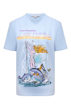 Женская хлопковая футболка STELLA MCCARTNEY голубого цвета по цене 26050 руб., арт. 381701/S0W83 | Фото 1 Женская хлопковая футболка STELLA MCCARTNEY голубого цвета, арт. 381701/S0W83 | Фото 1 (Материал внешний: Хлопок; Рукава: Короткие; Длина (для топов): Стандартные; Принт: С принтом; Женское Кросс-КТ: Футболка-одежда; Стили: Гранж)