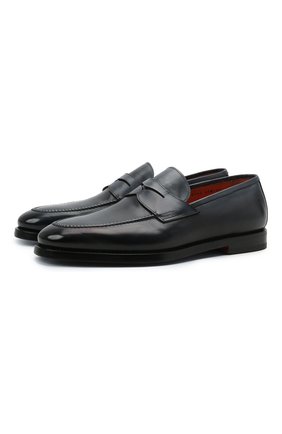 Мужские кожаные пенни-лоферы SANTONI темно-синего цвета по цене 59950 руб., арт. MCCG15609SB3EVRTU59 | Фото 1 Мужские кожаные пенни-лоферы SANTONI темно-синего цвета, арт. MCCG15609SB3EVRTU59 | Фото 1