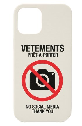Чехол для iphone 12 pro max VETEMENTS белого цвета по цене 24650 руб., арт. UA52SA400W 2410/M/WHITE 12 PR0 MAX | Фото 1 Чехол для iphone 12 pro max VETEMENTS белого цвета, арт. UA52SA400W 2410/M/WHITE 12 PR0 MAX | Фото 1