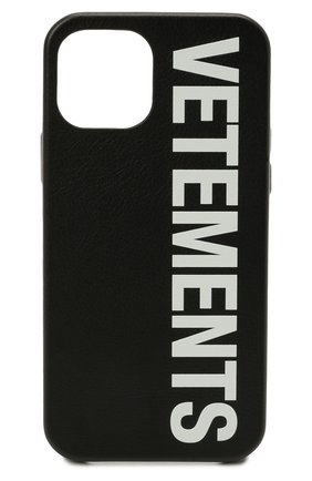 Кожаный чехол для iphone 12 pro VETEMENTS черного цвета, арт. UA52SA520W 2409/W/BLACK/WHITE 12 PR0 | Фото 1 (Женское Кросс-КТ: Кожа iPhone; Материал: Натуральная кожа)