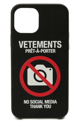 Чехол для iphone 12 pro VETEMENTS черного цвета по цене 24650 руб., арт. UA52SA420B 2410/W/BLACK 12 PR0 | Фото 1 Чехол для iphone 12 pro VETEMENTS черного цвета, арт. UA52SA420B 2410/W/BLACK 12 PR0 | Фото 1