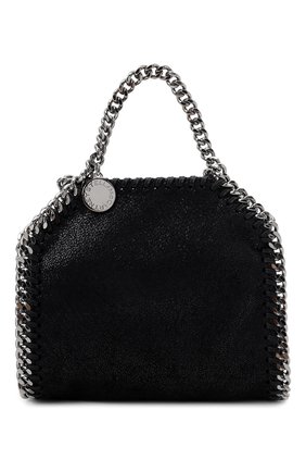 Женская сумка falabella STELLA MCCARTNEY черного цвета, арт. 700227/W9132 | Фото 1 (Размер: mini; Материал: Текстиль; Сумки-технические: Сумки top-handle; Ремень/цепочка: С цепочкой)