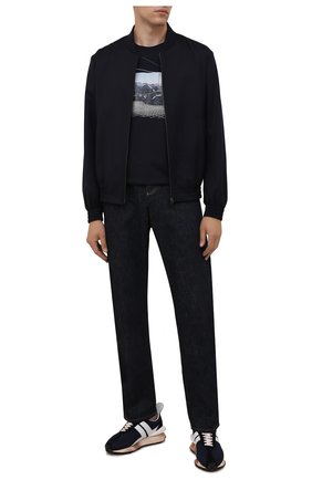 Мужская хлопковая футболка Z ZEGNA темно-синего цвета по цене 18600 руб., арт. VY367/ZZ630G | Фото 2 Мужская хлопковая футболка Z ZEGNA темно-синего цвета, арт. VY367/ZZ630G | Фото 2