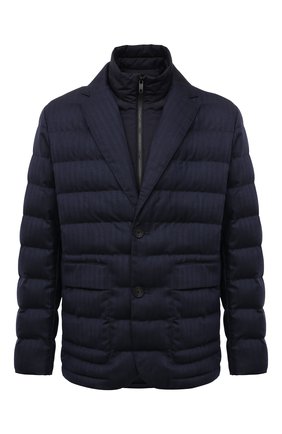 Мужская утепленная куртка Z ZEGNA темно-синего цвета, арт. VY056/ZZ103 | Фото 1 (Длина (верхняя одежда): Короткие; Материал подклада: Синтетический материал; Материал внешний: Шерсть; Рукава: Длинные; Кросс-КТ: Куртка; Стили: Классический; Мужское Кросс-КТ: утепленные куртки)