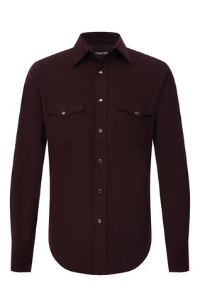 Мужская хлопковая рубашка TOM FORD бордового цвета по цене 45600 руб., арт. 2FT885/94MEKI | Фото 1 Мужская хлопковая рубашка TOM FORD бордового цвета, арт. 2FT885/94MEKI | Фото 1 (Рукава: Длинные; Материал внешний: Хлопок; Длина (для топов): Стандартные; Случай: Повседневный; Принт: Однотонные; Воротник: Кент; Манжеты: На кнопках; Рубашки М: Slim Fit; Стили: Кэжуэл)