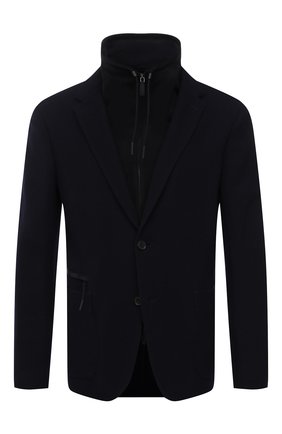 Мужской пиджак из шерсти и хлопка ERMENEGILDO ZEGNA темно-синего цвета по цене 348500 руб., арт. UYC60/DLR | Фото 1 Мужской пиджак из шерсти и хлопка ERMENEGILDO ZEGNA темно-синего цвета, арт. UYC60/DLR | Фото 1 (Рукава: Длинные; Длина (для топов): Стандартные; Материал внешний: Хлопок, Шерсть; Материал подклада: Синтетический материал; Пиджаки М: Прямой; Случай: Повседневный; 1-2-бортные: Однобортные; Стили: Кэжуэл)