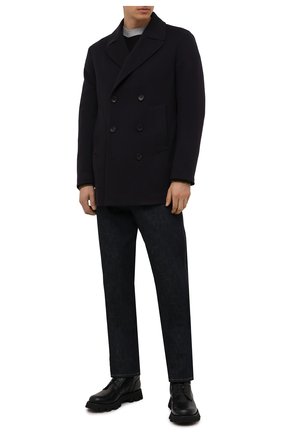Мужской шерстяное пальто Z ZEGNA темно-синего цвета, арт. 297735/4DG6G0 | Фото 2 (Материал внешний: Шерсть; Длина (верхняя одежда): Короткие; Рукава: Длинные; Материал подклада: Вискоза; Мужское Кросс-КТ: пальто-верхняя одежда; Стили: Классический; Региональные ограничения белый список (Axapta Mercury): RU)