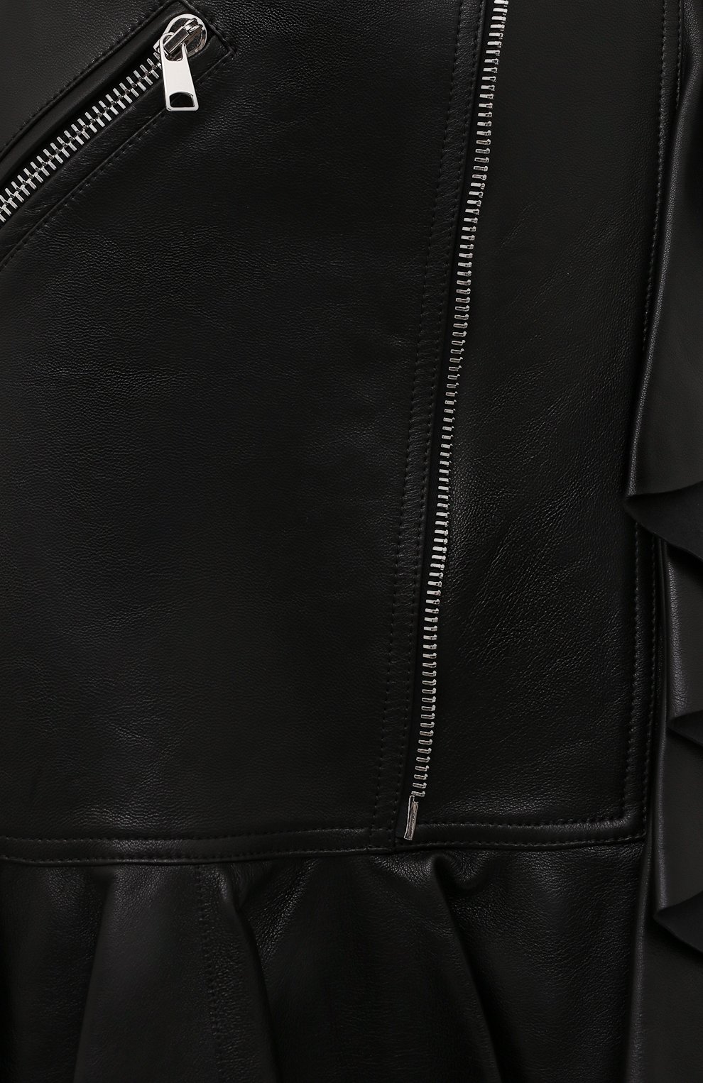 Женская кожаная юбка ALEXANDER MCQUEEN черного цвета, арт. 668445/Q5AGK | Фото 5 (Стили: Гламурный; Женское Кросс-КТ: Юбка-одежда; Длина Ж (юбки, платья, шорты): До колена; Материал внешний: Натуральная кожа; Материал подклада: Шелк)