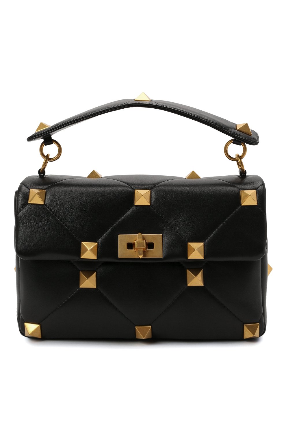 Женская сумка roman stud large VALENTINO черного цвета, арт. WW2B0I60/BSF | Фото 1 (Сумки-технические: Сумки top-handle; Материал: Натуральная кожа; Ремень/цепочка: На ремешке; Размер: large)