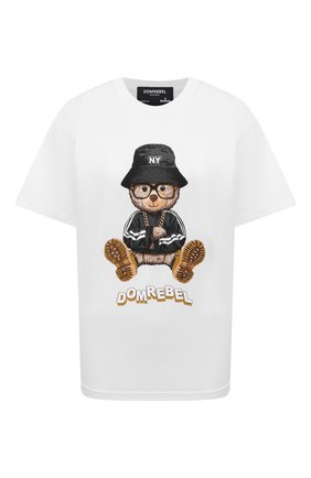 Женская хлопковая футболка DOMREBEL белого цвета по цене 12650 руб., арт. NY BEAR/B0X T/W | Фото 1 Женская хлопковая футболка DOMREBEL белого цвета, арт. NY BEAR/B0X T/W | Фото 1