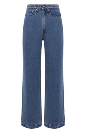 Женские джинсы NANUSHKA голубого цвета, арт. NW21CRPA01455 | Фото 1 (Материал внешний: Хлопок, Деним; Длина (брюки, джинсы): Стандартные; Стили: Кэжуэл; Кросс-КТ: Деним; Силуэт Ж (брюки и джинсы): Расклешенные)
