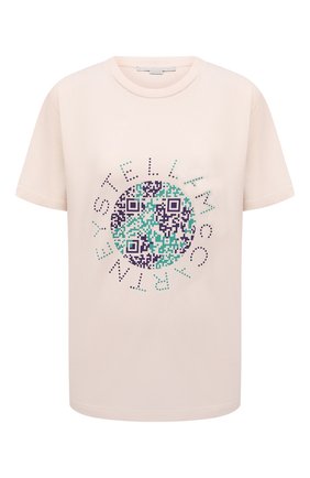 Женская хлопковая футболка STELLA MCCARTNEY светло-бежевого цвета по цене 23150 руб., арт. 381701/S0W84 | Фото 1 Женская хлопковая футболка STELLA MCCARTNEY светло-бежевого цвета, арт. 381701/S0W84 | Фото 1 (Материал внешний: Хлопок; Длина (для топов): Стандартные; Рукава: Короткие; Стили: Спорт-шик; Принт: С принтом; Женское Кросс-КТ: Футболка-одежда)