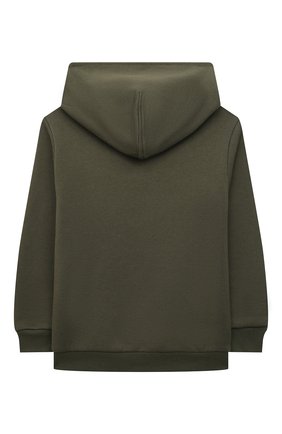 Детский хлопковое худи IL GUFO хаки цвета по цене 11650 руб., арт. A21MF221M0107/2A-4A | Фото 2 Детский хлопковое худи IL GUFO хаки цвета, арт. A21MF221M0107/2A-4A | Фото 2