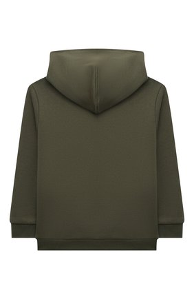 Детский хлопковое худи IL GUFO хаки цвета по цене 12100 руб., арт. A21MF221M0107/5A-8A | Фото 2 Детский хлопковое худи IL GUFO хаки цвета, арт. A21MF221M0107/5A-8A | Фото 2