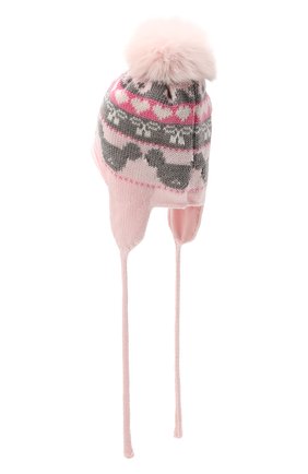 Детского шерстяная шапка с меховой отделкой CATYA розового цвета, арт. 125584/J0 | Фото 2 (Материал: Шерсть, Текстиль)
