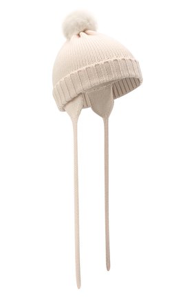 Детского шерстяная шапка CATYA кремвого цвета, арт. 125570/A | Фото 1 (Материал: Шерсть, Текстиль)