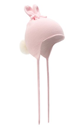 Детского шерстяная шапка с меховой отделкой CATYA розового цвета, арт. 125568/1 | Фото 1 (Материал: Шерсть, Текстиль)