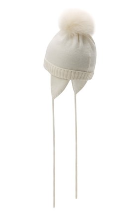 Детского шерстяная шапка с меховой отделкой CATYA белого цвета, арт. 125562/AF | Фото 2 (Материал: Шерсть, Текстиль)