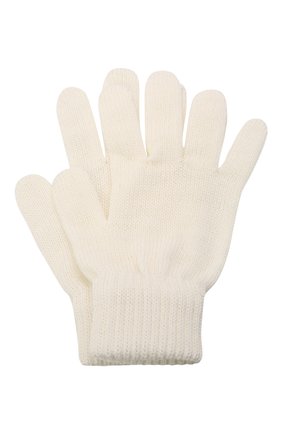Детские шерстяные перчатки CATYA белого цвета, арт. 125545 | Фото 1 (Материал: Шерсть, Текстиль)