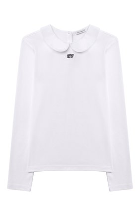 Детская хлопковый лонгслив DOLCE & GABBANA белого цвета по цене 11500 руб., арт. L5JTFM/G7AX7/2-6 | Фото 1 Детская хлопковый лонгслив DOLCE & GABBANA белого цвета, арт. L5JTFM/G7AX7/2-6 | Фото 1 (Материал внешний: Хлопок; Рукава: Длинные; Девочки Кросс-КТ: Лонгслив-одежда; Ростовка одежда: 2 года | 92 см, 3 года | 98 см, 4 года | 104 см, 5 лет | 110 см, 6 лет | 116 см)