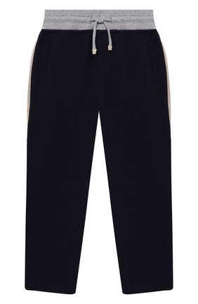 Детские хлопковые брюки BRUNELLO CUCINELLI синего цвета по цене 35300 руб., арт. BM810E306B | Фото 1 Детские хлопковые брюки BRUNELLO CUCINELLI синего цвета, арт. BM810E306B | Фото 1 (Материал внешний: Хлопок; Мальчики Кросс-КТ: Брюки-одежда; Ростовка одежда: 10 - 11 лет | 140 - 146см, 8 лет | 128 см)