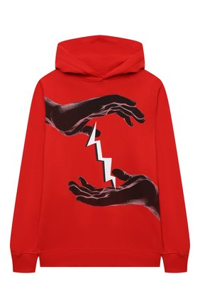 Детский хлопковое худи NEIL BARRETT KIDS красного цвета по цене 7995 руб., арт. 028959 | Фото 1 Детский хлопковое худи NEIL BARRETT KIDS красного цвета, арт. 028959 | Фото 1
