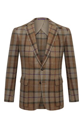 Мужской пиджак из шерсти и шелка RALPH LAUREN коричневого цвета по цене 222500 руб., арт. 798843707 | Фото 1 Мужской пиджак из шерсти и шелка RALPH LAUREN коричневого цвета, арт. 798843707 | Фото 1 (Материал внешний: Шерсть; Материал подклада: Купро; Пиджаки М: Приталенный; Случай: Повседневный; 1-2-бортные: Однобортные; Стили: Кэжуэл; Длина (для топов): Стандартные; Рукава: Длинные)