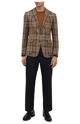 Мужской пиджак из шерсти и шелка RALPH LAUREN коричневого цвета по цене 222500 руб., арт. 798843707 | Фото 2 Мужской пиджак из шерсти и шелка RALPH LAUREN коричневого цвета, арт. 798843707 | Фото 2 (Материал внешний: Шерсть; Материал подклада: Купро; Пиджаки М: Приталенный; Случай: Повседневный; 1-2-бортные: Однобортные; Стили: Кэжуэл; Длина (для топов): Стандартные; Рукава: Длинные)