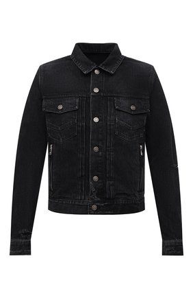 Мужская джинсовая куртка BALMAIN черного цвета, арт. WH1TC015/013D | Фото 1 (Материал внешний: Хлопок, Деним; Кросс-КТ: Деним, Куртка; Длина (верхняя одежда): Короткие; Рукава: Длинные; Стили: Гранж)
