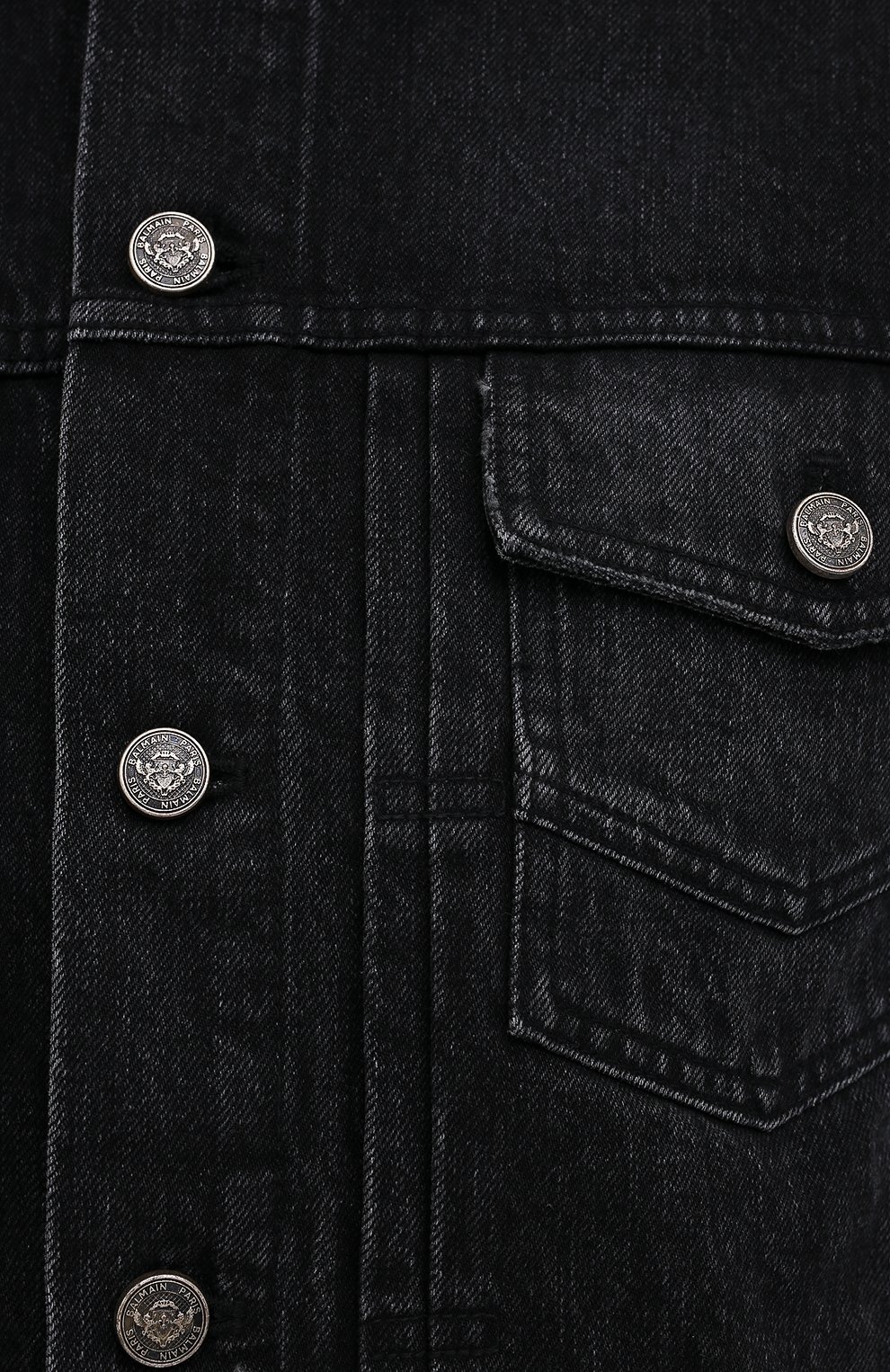 Мужская джинсовая куртка BALMAIN черного цвета, арт. WH1TC015/013D | Фото 5 (Кросс-КТ: Куртка, Деним; Рукава: Длинные; Стили: Гранж; Материал внешний: Хлопок, Деним; Длина (верхняя одежда): Короткие)