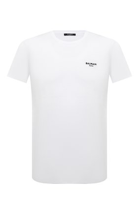 Мужская хлопковая футболка BALMAIN белого цвета, арт. WH1EF000/B069 | Фото 1 (Материал внешний: Хлопок; Рукава: Короткие; Длина (для топов): Стандартные; Принт: Без принта; Стили: Кэжуэл)