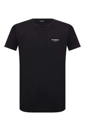Мужская хлопковая футболка BALMAIN черного цвета, арт. WH1EF000/B069 | Фото 1 (Материал внешний: Хлопок; Принт: Без принта; Рукава: Короткие; Стили: Кэжуэл; Длина (для топов): Стандартные)