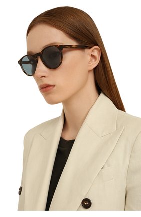 Женские солнцезащитные очки LORO PIANA темно-коричневого цвета, арт. FAL0261 | Фото 2 (Тип очков: С/з; Очки форма: Круглые)