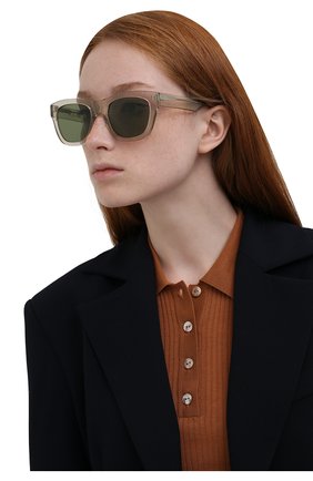 Женские солнцезащитные очки LORO PIANA светло-зеленого цвета, арт. FAL4920 | Фото 2 (Тип очков: С/з; Очки форма: Квадратные)