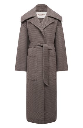 Женское пальто из шерсти и шелка NANUSHKA серого цвета по цене 75450 руб., арт. NW21PF0W00767 | Фото 1 Женское пальто из шерсти и шелка NANUSHKA серого цвета, арт. NW21PF0W00767 | Фото 1 (Материал подклада: Синтетический материал; Материал внешний: Шерсть; Длина (верхняя одежда): Длинные; Рукава: Длинные; 1-2-бортные: Однобортные; Стили: Кэжуэл)