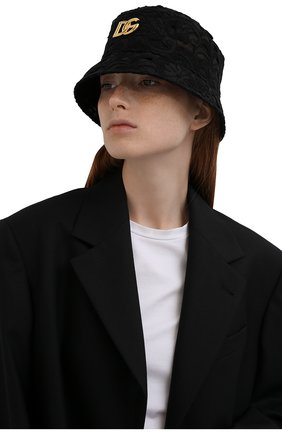 Женская панама из хлопка и шелка DOLCE & GABBANA черного цвета по цене 37800 руб., арт. FH701A/FLM3Z | Фото 2 Женская панама из хлопка и шелка DOLCE & GABBANA черного цвета, арт. FH701A/FLM3Z | Фото 2